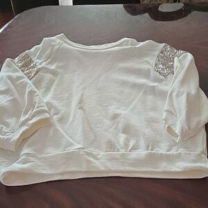 Cream Sequin-Shoulder Women's Sweatshirt